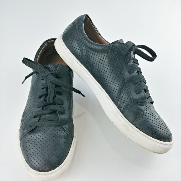 Caslon Cassie Leather Sneakers Womens 7 Lace Up Black‎ Perforated Casual - Picture 1 of 8
